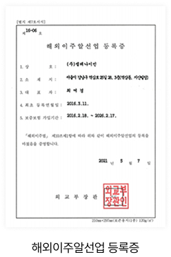해외이주알선업 등록증